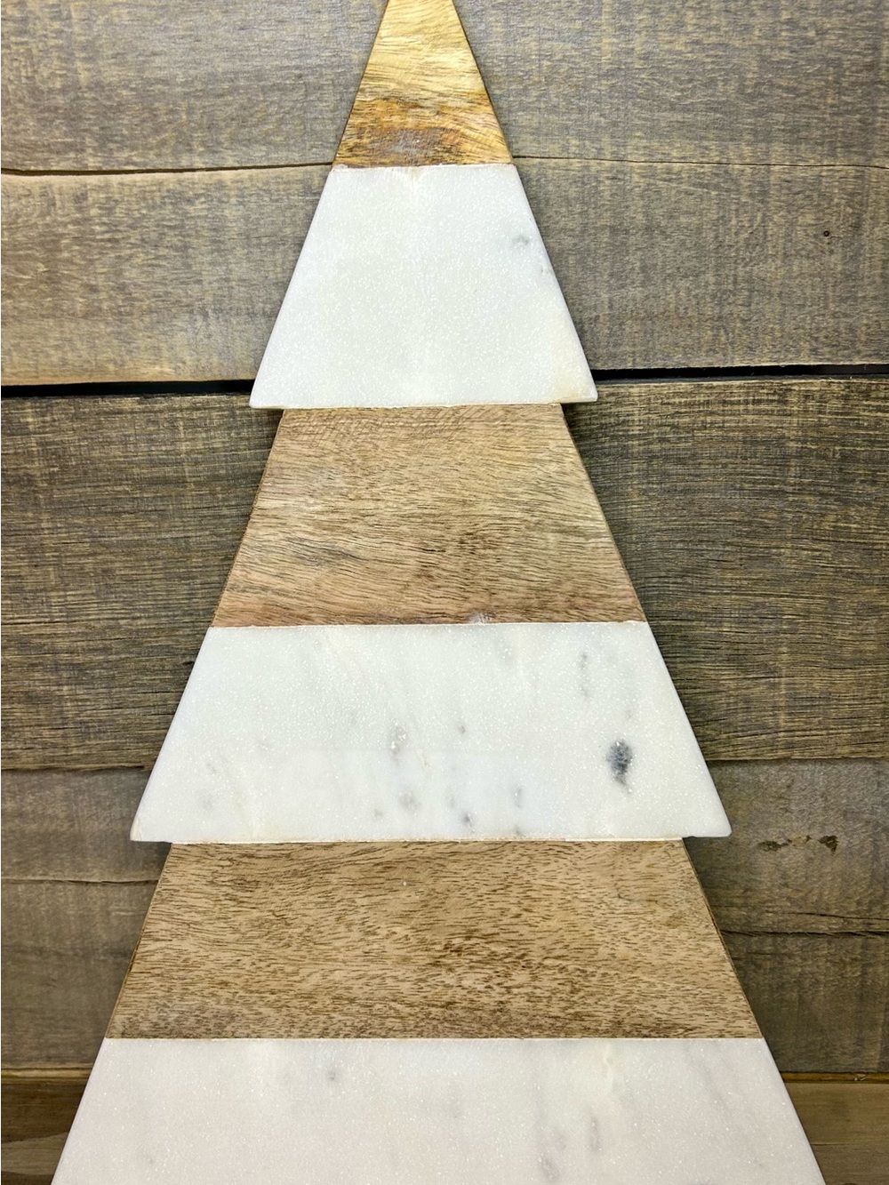 Aldi Crofton Holiday Tree Serving Platter - Marble & Wood (NWT)